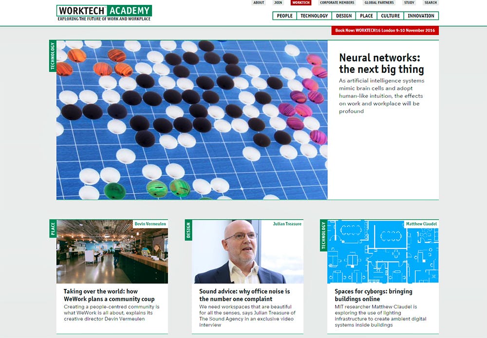 Screenshot of the Worktech Academy home page