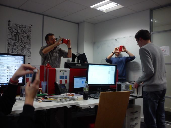 Photo of the team photographing Andy.